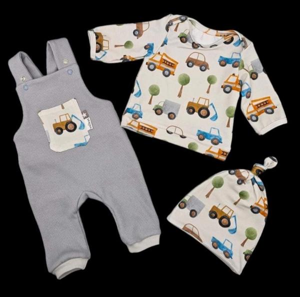 Handmade Latzhose, Pulli & Mütze gr.56